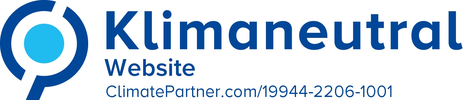 Label von ClimatePartner zur Klimaneutralität der Webseite.